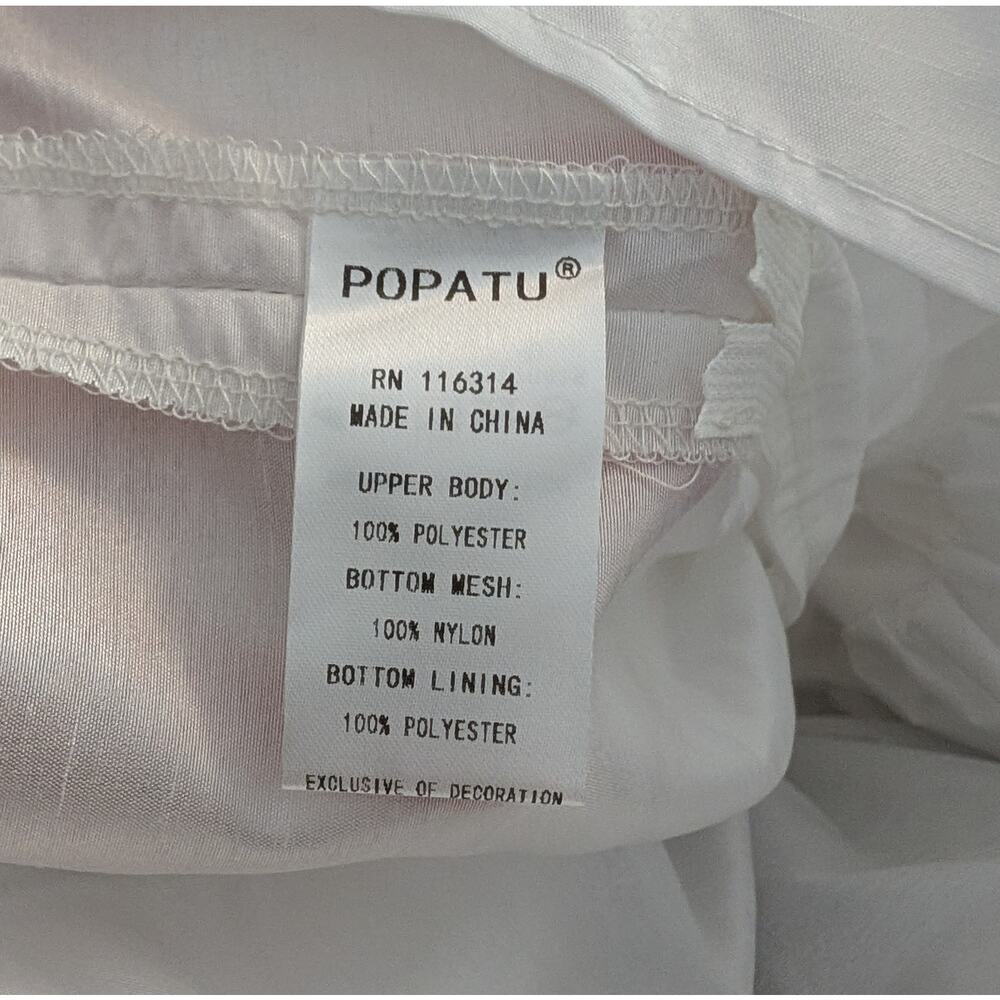 Popatu White Rosette Tulle Dress Flower Girl Fancy Size 18 Months - Picture 10 of 12